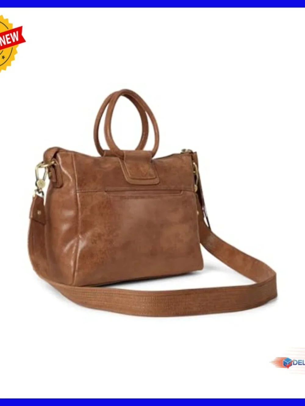 Leather Medium Satchel Crossbody Shoulder Bag with Multiple Pockets